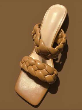 Braided Slide Sandals in Tan - Women